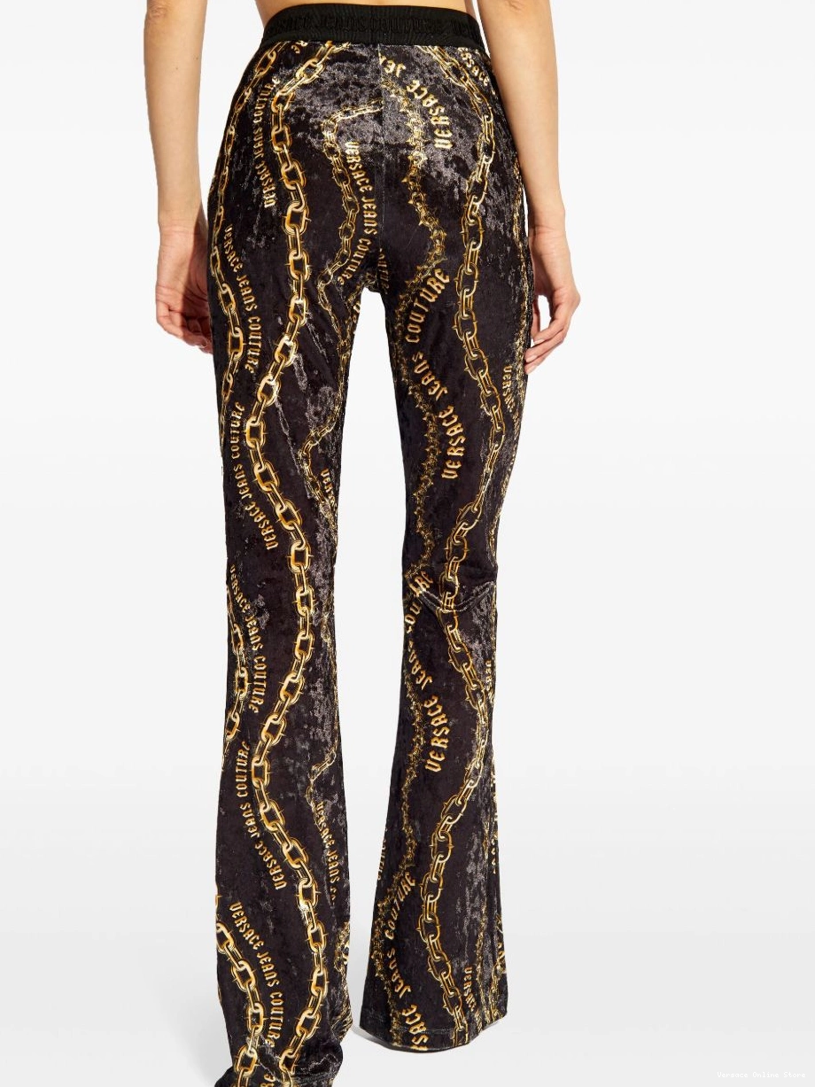 Affordable Versace Jeans chain-print Women flared Couture leggings 0727